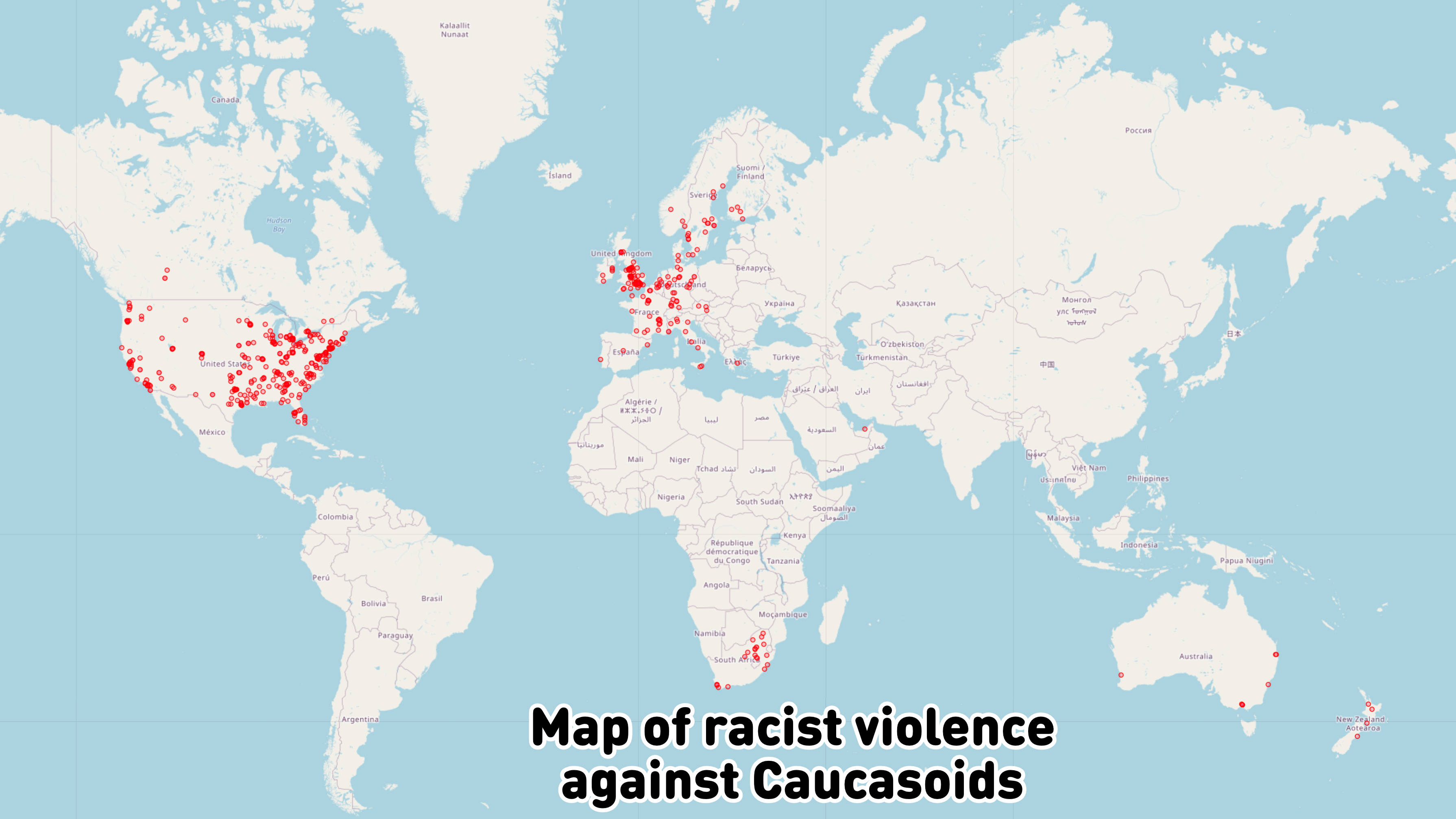 Map of racist violence against Caucasoids